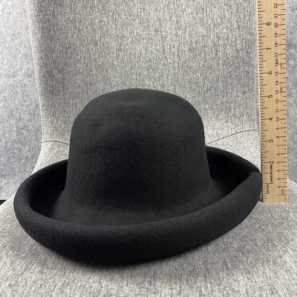 VTG Laura Ashley 100% Wool Hat Womens Black Derby Bowler Made In Great Britain - Picture 6 of 9